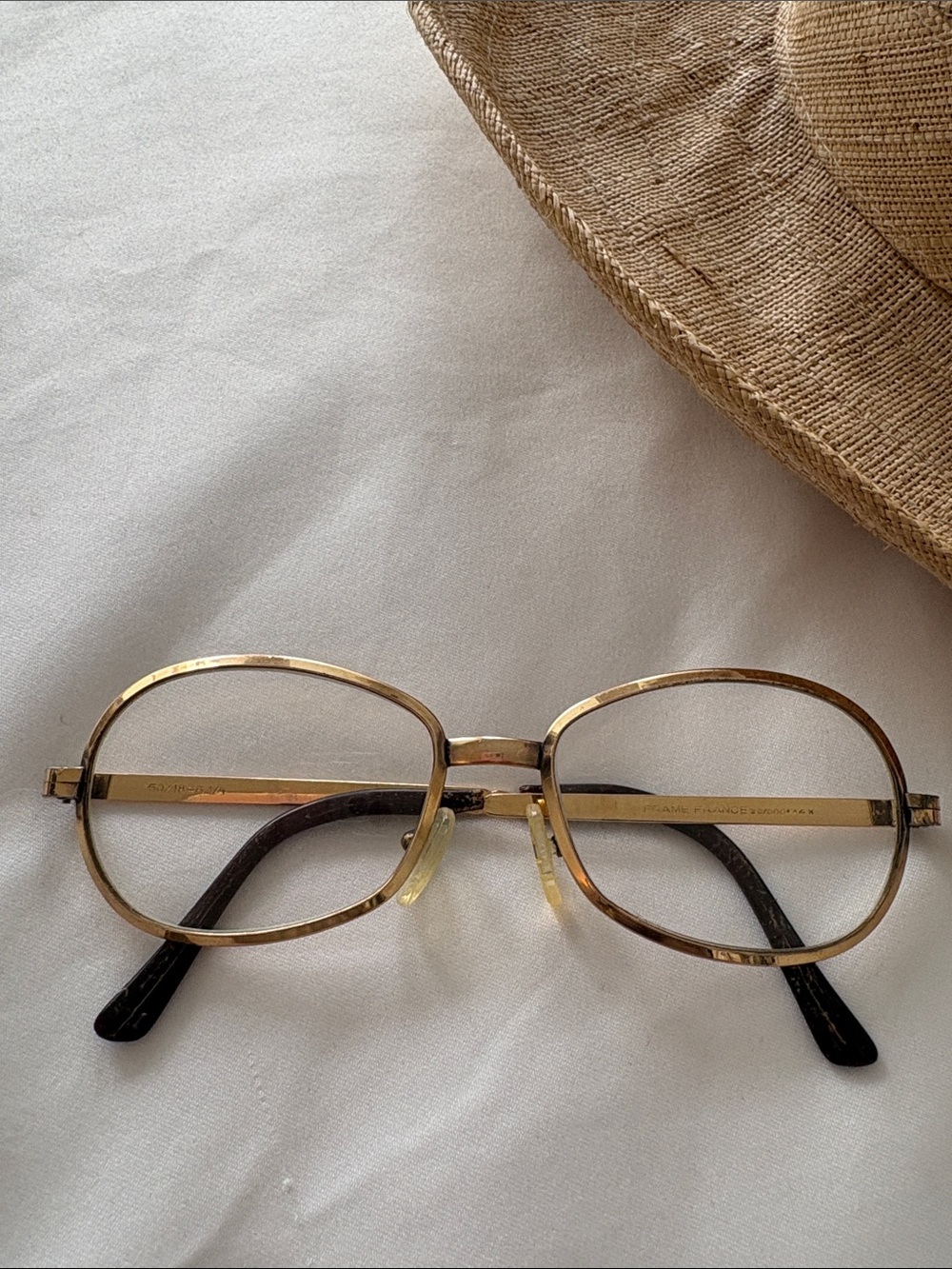 Vintage Gold 14 K cover Rim Eyeglasses with Black Temples
